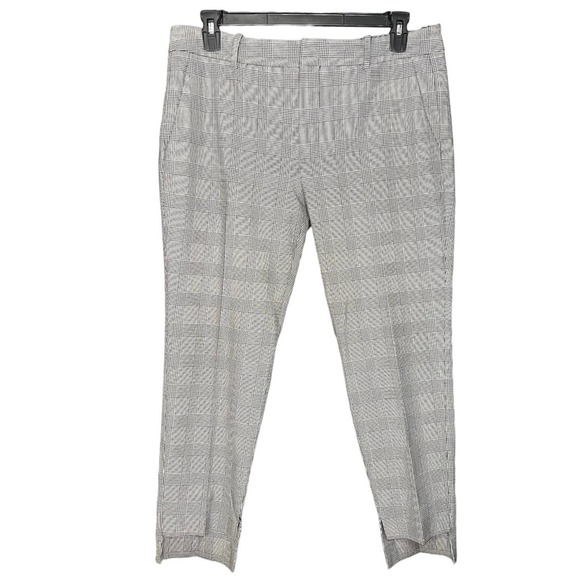 Zara Asymmetric Hem Houndstooth Plaid Academia Pant Straight Leg Trouser 12 - Picture 7 of 11